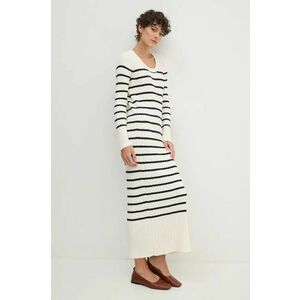 Barbour rochie din bumbac culoarea bej, maxi, mulata, LDR0829 imagine