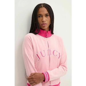 Juicy Couture bluză din velur TANYA TRACKTOP culoarea roz, cu imprimeu, JCSCT224417 imagine