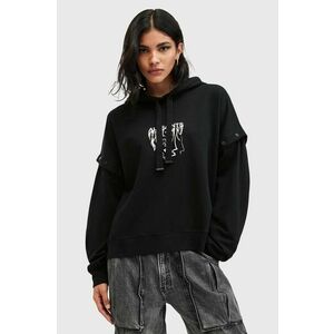 AllSaints hanorac de bumbac INKSNTS AMPHIA HOODY femei, culoarea negru, cu glugă, cu imprimeu, W105JB imagine