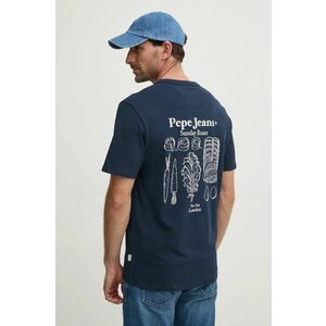 Pepe Jeans tricou din bumbac ARRYN barbati, culoarea albastru marin, cu imprimeu, PM509623 imagine