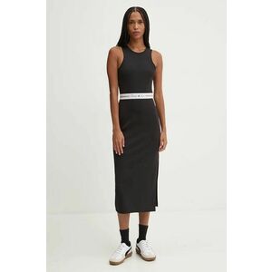 Tommy Jeans rochie culoarea negru, midi, drept, DW0DW18724 imagine