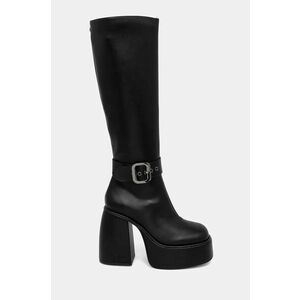 Buffalo cizme Heart Boot Hi Buckle femei, culoarea negru, cu toc drept, 1220060-BLK imagine