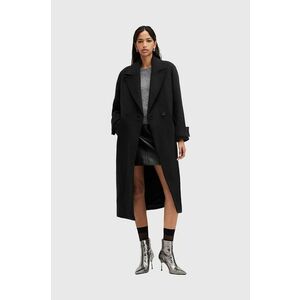 AllSaints palton din lana MABEL COAT culoarea negru, de tranzitie, cu doua randuri de nasturi, W006OZ imagine