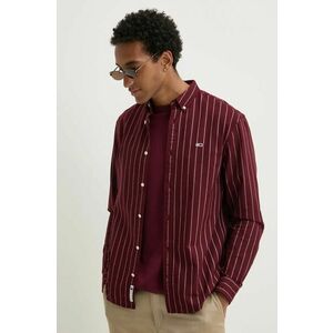 Tommy Jeans camasa din bumbac barbati, culoarea bordo, cu guler button-down, regular, DM0DM19646 imagine