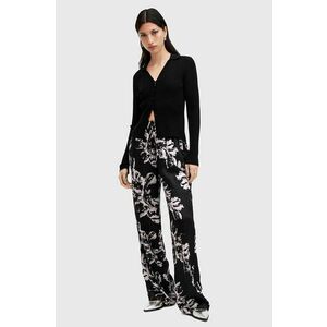 AllSaints pantaloni din amestec de mătase CHARLI TROUSER culoarea negru, lat, high waist, W006TB imagine