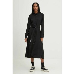 Tommy Jeans rochie culoarea negru, midi, evazati, DW0DW19920 imagine