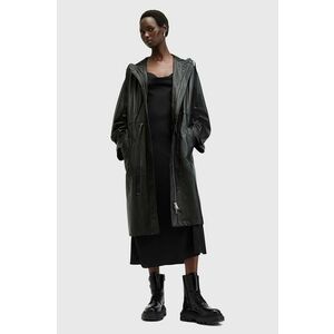 AllSaints palton de piele KELSEA LEA COAT femei, culoarea negru, de tranzitie, W028LB imagine