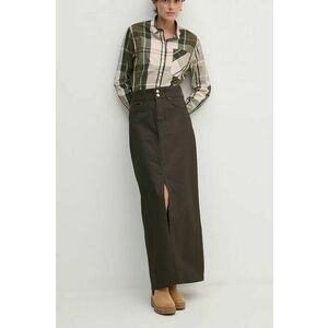 Pepe Jeans fusta jeans MAXI SKIRT HW COATED culoarea maro, maxi, drept, PL901167 imagine