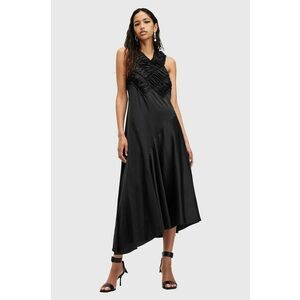 AllSaints rochie MAHREE DRESS culoarea negru, midi, evazati, W064DC imagine