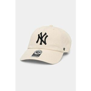 47 brand șapcă de baseball din bumbac MLB New York Yankees culoarea bej, cu imprimeu, B-RGW17GWS-NTB imagine