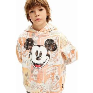 Desigual hanorac de bumbac pentru copii MICKEY MOUSE culoarea portocaliu, cu glugă, modelator, 24WBSK10 imagine