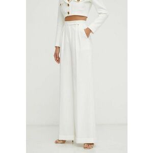 Nissa pantaloni femei, culoarea bej, drept, high waist imagine