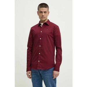 Tommy Jeans camasa barbati, culoarea bordo, cu guler clasic, slim, DM0DM04405 imagine