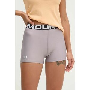 Under Armour pantaloni scurți de antrenament Authentics culoarea gri, cu imprimeu, medium waist imagine