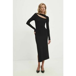 Answear Lab rochie culoarea negru, midi, mulata imagine