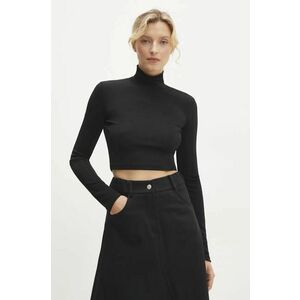 Answear Lab longsleeve culoarea negru, cu guler imagine