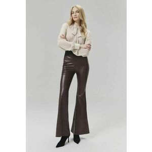 Answear Lab pantaloni femei, culoarea maro, evazati, high waist imagine