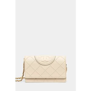 Tory Burch poseta de piele Fleming culoarea bej, 138853 imagine