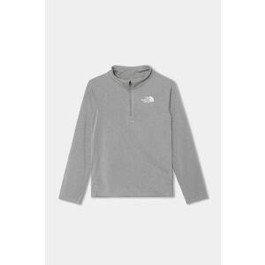 The North Face longsleeve copii NEVER STOP 1/4 ZIP culoarea gri, cu imprimeu imagine