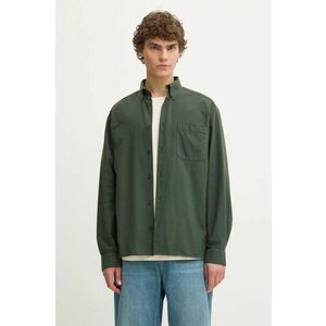 A.P.C. camasa din bumbac Chemise Mateo Logo barbati, culoarea verde, cu guler button-down, relaxed, COHAH.H12599 imagine