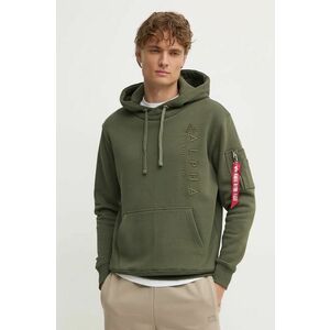 Alpha Industries bluza barbati, culoarea verde, cu glugă, cu imprimeu, 138333 imagine