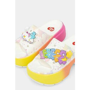 Crocs papuci Care Bears Stomp Slide femei, culoarea alb, cu platforma, 210108 imagine