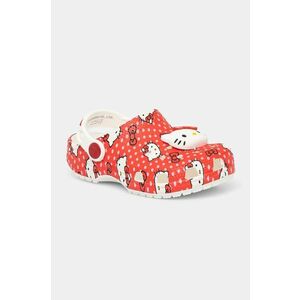 Crocs slapi copii CLASSIC HELLO KITTY RED CLOG culoarea rosu, 210577 imagine