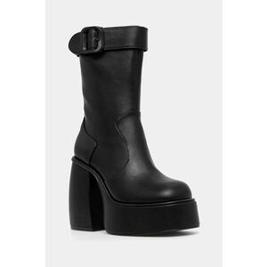 Buffalo botine Heart Bootie Buckle femei, culoarea negru, cu toc drept, 1220059-BLK imagine