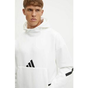 adidas bluză ZNE barbati, culoarea bej, cu glugă, cu imprimeu, JF2454 imagine