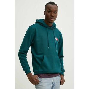 Tommy Jeans bluză barbati, culoarea verde, cu glugă, cu imprimeu, DM0DM20738 imagine