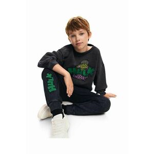 Desigual pantaloni de trening din bumbac pentru copii HULK culoarea verde, cu imprimeu, 24WBPK04 imagine