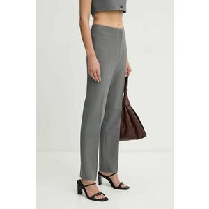 Nanushka pantaloni ERINNA femei, culoarea gri, drept, high waist, NW24PFOW18055 imagine