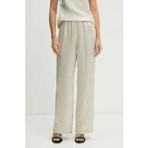 Nanushka pantaloni BRENDA femei, culoarea bej, lat, high waist, NW24PFOW13571 imagine