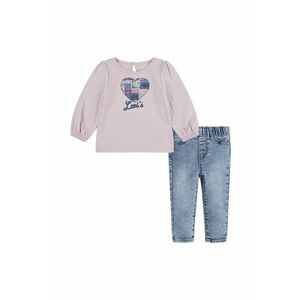 Levi's compleu bebe PUFF SLEEVE TEE & JEAN SET culoarea roz, 1EL502 imagine