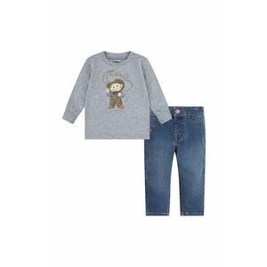 Levi's compleu bebe COWBOY TEE & CARPENTER SET culoarea gri, 6EL424 imagine