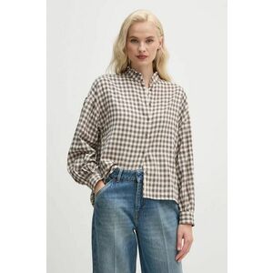 Pepe Jeans cămașă PRIYA femei, culoarea bej, cu guler stand-up, regular, PL304933 imagine