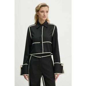 Day Birger et Mikkelsen cămașă de lână Tessa - Refined Suiting Blend culoarea negru, cu guler clasic, regular, DAY65243500 imagine