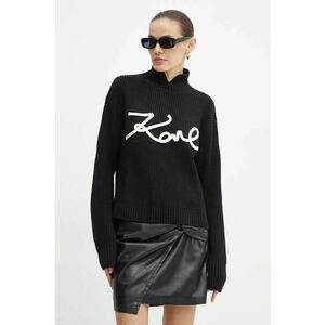 Karl Lagerfeld pulover de lână femei, culoarea negru, călduros, cu turtleneck, 246W2000 imagine