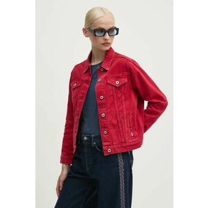 Pepe Jeans geacă din denim REGULAR JACKET femei, culoarea rosu, de tranzitie, PL402432YH3 imagine