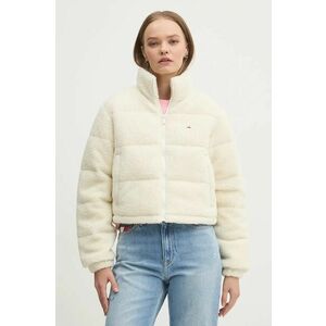 Tommy Jeans geacă femei, culoarea bej, de tranzitie, oversize, DW0DW19689 imagine