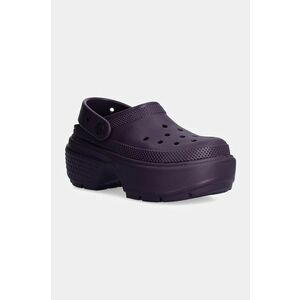 Crocs papuci Stomp Clog femei, culoarea violet, cu platforma, 209347 imagine