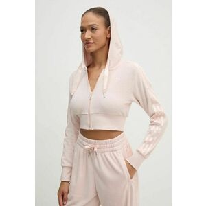 adidas Originals bluză Femme Galore Short Fulzip Hoodie femei, culoarea roz, cu glugă, cu imprimeu, JN3005 imagine