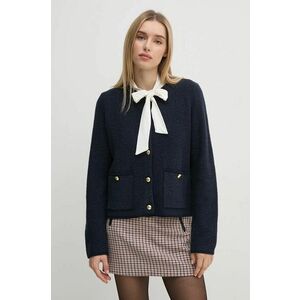 Barbour cardigan din lana culoarea albastru marin, light imagine