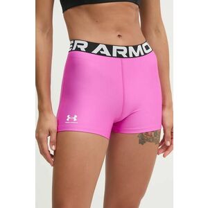 Under Armour pantaloni scurți de antrenament Authentics culoarea violet, cu imprimeu, medium waist imagine