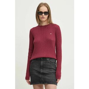 Tommy Jeans pulover de bumbac culoarea bordo, light, DW0DW18683 imagine