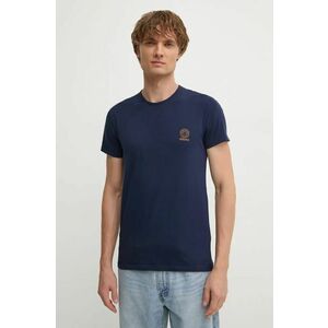 Versace tricou din bumbac barbati, culoarea albastru marin, cu imprimeu, AUU01005 1A10011 imagine