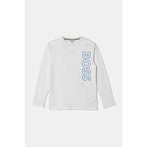 BOSS longsleeve din bumbac pentru copii culoarea alb, cu imprimeu, J51208 imagine