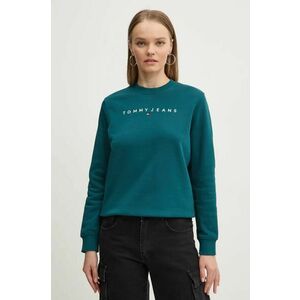 Tommy Jeans bluza femei, culoarea verde, cu imprimeu, DW0DW17323 imagine