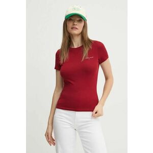 Tommy Jeans tricou din bumbac femei, culoarea bordo, DW0DW18785 imagine