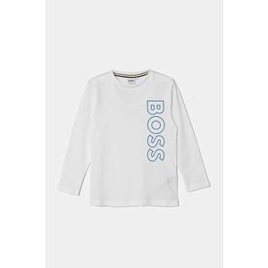 BOSS longsleeve din bumbac pentru copii culoarea alb, cu imprimeu, J51208 imagine